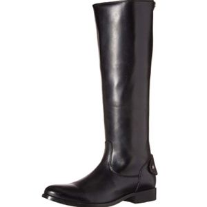 Frye Melissa Button Back ZIp Black Riding Boots